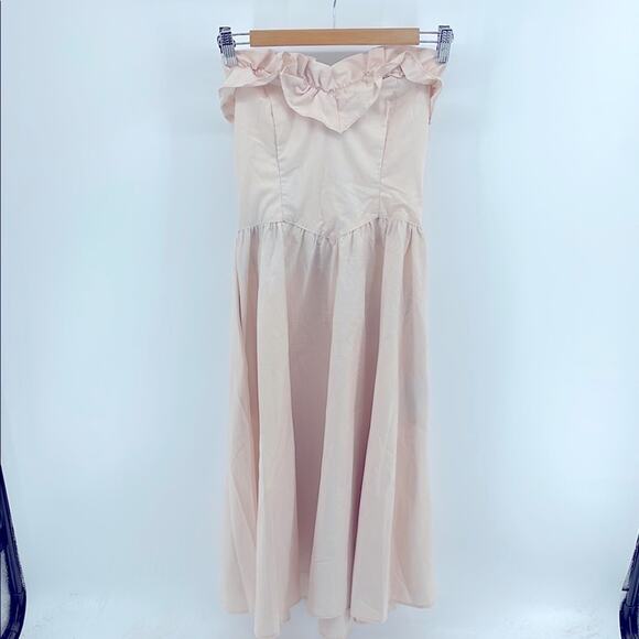 Vintage Gunne Sax ruffle sweetheart neck strapless fit & flare prairie midi dres - Picture 1 of 5